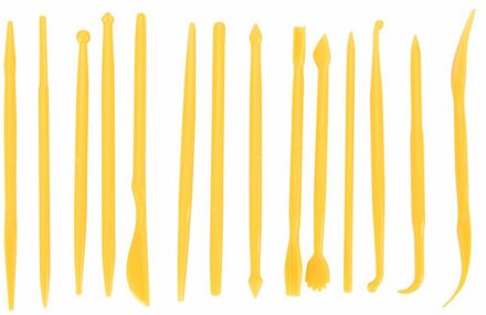 14Pcs Lichtgewicht Klei Zachte Modder Dubbele Heads Multi Functionele Vormgeven Sculptuur Carving Tool Set geel