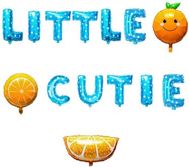 14Pcs Little Cutie Ballonnen Oranje En Letters Folie Ballonnen Kit Hey Cutie Verse Mandarijn Citrus Fruit Thema Party Decor Blauw