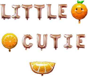 14Pcs Little Cutie Ballonnen Oranje En Letters Folie Ballonnen Kit Hey Cutie Verse Mandarijn Citrus Fruit Thema Party Decor roos goud