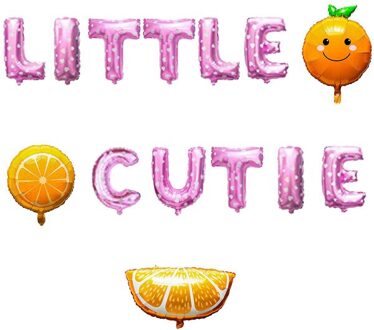 14Pcs Little Cutie Ballonnen Oranje En Letters Folie Ballonnen Kit Hey Cutie Verse Mandarijn Citrus Fruit Thema Party Decor Roze