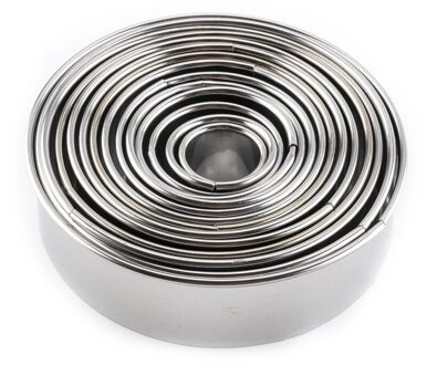 14Pcs Rvs Ronde Cookie Biscuit Cutter Mold Fondant Stempel Cookies Muis Ring Cookie Cutter Bakken Decorating Gereedschap