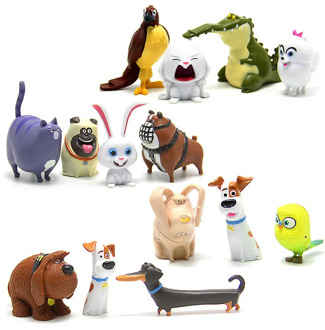 14pcs/set cartoon Animals Dog Rabbit PVC action figures Mini animal cat bird Model figure toys set gifts for Children