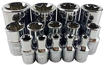 14Pcs/Set E Torx Star Female Bit Socket Set 1/2inch 3/8inch 1/4inch Drive E4 - E24 Repair Tool Hand Tool Set