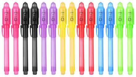 14Pcs Uv Licht Onzichtbare Pennen Schrijven Detective Party Kinderen Student School Schrijven Kantoor Sationery Accessoires Tool