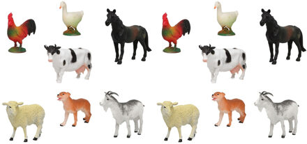 14x Plastic boerderij dieren speelgoed figuren 9 cm voor kinderen - Speelgoeddieren - Speelgoedfiguren - Dieren speelset boerderijdieren