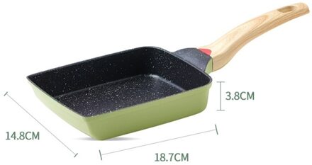 15*19Cm Keuken Non Stick Koekenpan Temperatuur Instructie Japanse Tamagoyaki Omeletten Aluminium Pannenkoek Spatel 15x19 groen