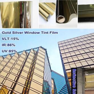 15% 50x152 cm Reflecterende Goud/Zilver Commerciële Tint Film 20inchx5ft/roll Thuis Decals Films