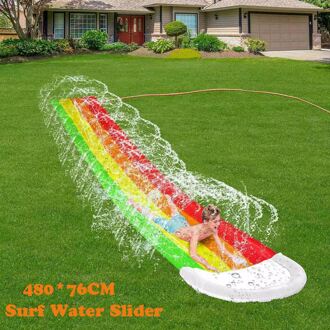 15.7ft Regenboog Water Gladde Dia Kleurrijke Water Slide Pvc Zwembad Games Water Speelgoed Met Sprinkler Crash Pad Voor Zomer Tuin