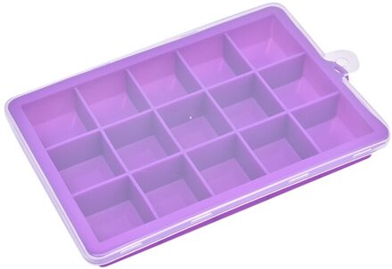15 Cubes Ice Cube Tray Silicone Ice Cube Maker Mold Met Deksels Voor Ijs Party Whiskey Cocktail Koud drinken Paars