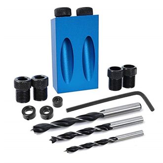 15 Graden Hoek Pocket Gat Jig Kit 6/8/10Mm Hoek Boor Gids Gat Puncher Locator Jig boor Timmerwerk Houtbewerking Gereedschap 14stk