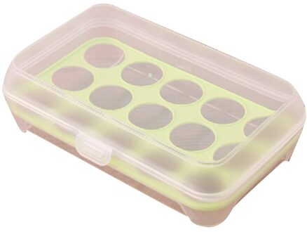 15 Grid Ei Karton Plastic Koeling Uitzoeken Opslag Koelkast Scherper Ei Opbergdoos Op De Tafel Restaurant groen
