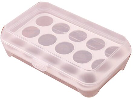 15 Grid Ei Karton Plastic Koeling Uitzoeken Opslag Koelkast Scherper Ei Opbergdoos Op De Tafel Restaurant wit