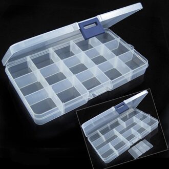 15 Grid Plastic Verstelbare Tool Transparante Sieraden Ring Oorbellen Box Case Draagbare Organizer Opbergdoos Kralen