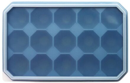 15-Holte Diamant Vorm Silicone Ice Cube Tray Mold Verwijderbare Deksel Keuken Tool Blauw