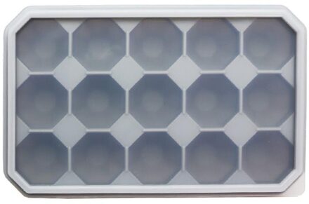 15-Holte Diamant Vorm Silicone Ice Cube Tray Mold Verwijderbare Deksel Keuken Tool Grijs