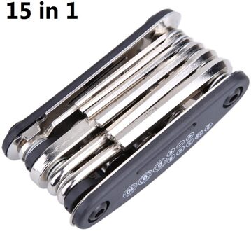 15 In 1 Multi Fiets Repair Tool Set Kit Hex Spoke Cycle Schroevendraaier Tool Wrench Mountain Cycle Tool Sets zwart
