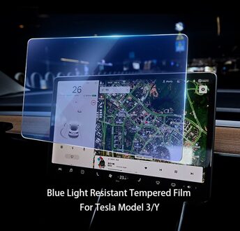 15 Inch Auto Scherm Bescherming Film Gehard Glas Auto Accessoires Navigatie Scherm Beschermende Film Voor Tesla Model 3/Y blauw licht resistant