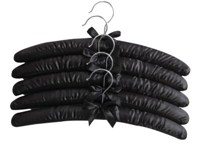 15 Inch Grote Satin Padded Hangers, Zijde Hangers Voor Trouwjurk Kleding, Jassen, Pakken, blouse (Zwart, 5 Pack)