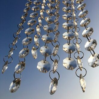 15 M/partij Crystal Aaa Zilveren Ring Kristal Garland Chain Glas Achthoek Kralen Strengen Voor Kroonluchter Bruiloft Decoratie