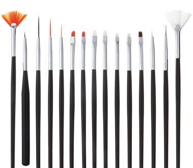 15 Pcs Decoratie Manicure Nail Borstels Nail Art Brush Pen Puntjes Schilderij Tekening Fan Lijn Builder Polish Gel Uv tips