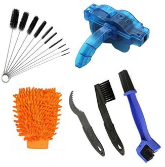 15 Pcs Fietsketting Wasmachine Set Mountainbike Chain Cleaning Brush Tool Fiets Onderhoud Tool Draagbare Cleaning Kit zwart