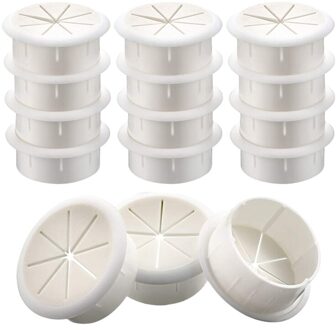 15 Pcs Kabeldoorvoerklep Cord Wire Hole Cover Set Voor Office Home Pc Desk wit