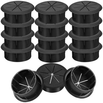 15 Pcs Kabeldoorvoerklep Cord Wire Hole Cover Set Voor Office Home Pc Desk zwart