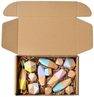 15 Pcs Kinderen Houten Gekleurde Steen Stapelen Spel Bouwsteen Kids Creatief Educatief Speelgoed 93