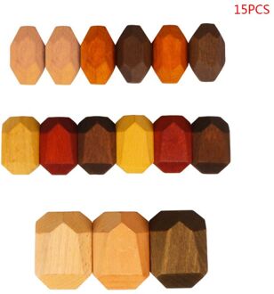 15 Pcs Kinderen Houten Gekleurde Steen Stapelen Spel Bouwsteen Kinderen Speelgoed D0JC