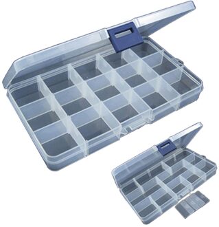 15 Slots Verstelbare Plastic Vissen Lokken Haak Tackle Box Storage Case Organizer Waterdichte Opbergdoos Case Clear Gratis Verzend