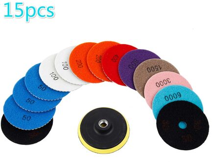 15 Stks/set Diamant Polijsten 4Inch 100Mm Nat/Droog Polijsten Backer Graniet Marmer Beton Steen Slijpschijven handgereedschap type2-15stk