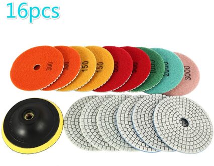 15 Stks/set Diamant Polijsten 4Inch 100Mm Nat/Droog Polijsten Backer Graniet Marmer Beton Steen Slijpschijven handgereedschap type3-16stk