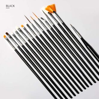 15 Stks/set Nail Art Painting Pen Polish Gel Schilderij Tekening Nail Borstel Diy Tool Licht Geel
