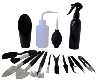 15 Stks/set Zwart Mini Tuin Handgereedschap Transplanteren Gereedschap Miniatuur Planten Tuinieren Bonsai Tool Voor Vetplanten Planten Gereedschappen