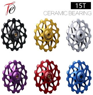 15 T Bike Achterderailleur Pulley MTB roller Idler Road fiets Keramische lager 7005 Aluminiumlegering Wiel fietsen Onderdelen accessor Blauw