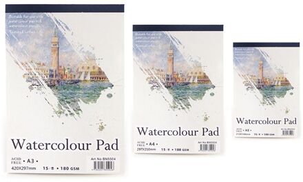 15 Vellen A3/A4/A5 Aquarel Papier Schets Boek Notepad Voor Schilderij Tekening Art 32CB
