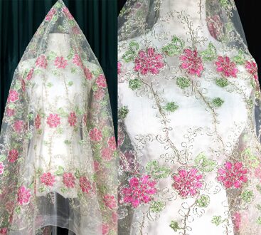 150*100Cm Kleurrijke Lady Bridal Dress Applique Diy Bruids Hoofdtooi Sjaal Veil Geborduurde Lace Stof Patch Gordijn Tafel cover