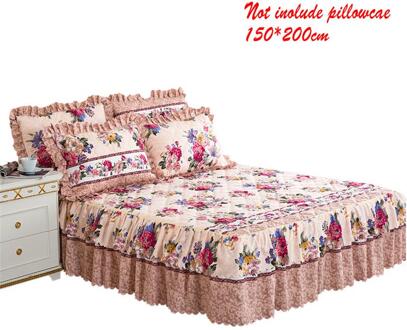 150*200 cm Sprei Queen Bed Rok Verdikte Laken Eenpersoonsbed Stof Ruches Bloem Patroon bed cover lakens 7