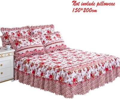 150*200 cm Sprei Queen Bed Rok Verdikte Laken Eenpersoonsbed Stof Ruches Bloem Patroon bed cover lakens 8