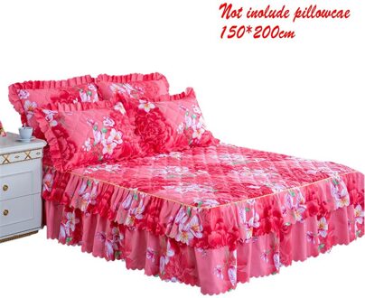 150*200Cm Pastorale Bed Cover Effen Bed Cover Lakens Katoen Gewatteerde Kant Sprei Kant Laken Ondersteuning 1stk bed skirt B