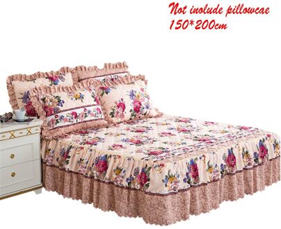 150*200Cm Pastorale Bed Cover Effen Bed Cover Lakens Katoen Gewatteerde Kant Sprei Kant Laken Ondersteuning 1stk bed skirt D
