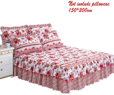 150*200Cm Pastorale Bed Cover Effen Bed Cover Lakens Katoen Gewatteerde Kant Sprei Kant Laken Ondersteuning 1stk bed skirt H