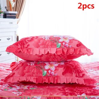 150*200Cm Pastorale Bed Cover Effen Bed Cover Lakens Katoen Gewatteerde Kant Sprei Kant Laken Ondersteuning 2stk Pillowcases A