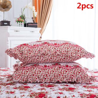 150*200Cm Pastorale Bed Cover Effen Bed Cover Lakens Katoen Gewatteerde Kant Sprei Kant Laken Ondersteuning 2stk Pillowcases E