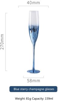 150-540Ml Blue Starry Wijnglas Beker Loodvrij Kristal Glas Rode Wijn Beker Champagne Sap Wijn Set 159ml