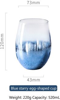 150-540Ml Blue Starry Wijnglas Beker Loodvrij Kristal Glas Rode Wijn Beker Champagne Sap Wijn Set 520ml