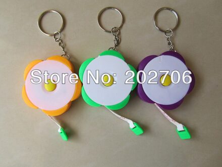 150 cm/60 inch bloemvorm meetlint tape met sleutelring taille tape lichaam tape 50 stks/partij!