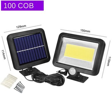 150 Led Solar Light Outdoor Solar Lamp Pir Motion Sensor Solar Powered Spotlight Zonlicht Straat Licht Met 4M Draad waterdicht 100LED