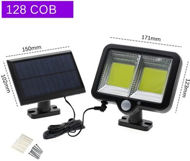 150 Led Solar Light Outdoor Solar Lamp Pir Motion Sensor Solar Powered Spotlight Zonlicht Straat Licht Met 4M Draad waterdicht 128LED