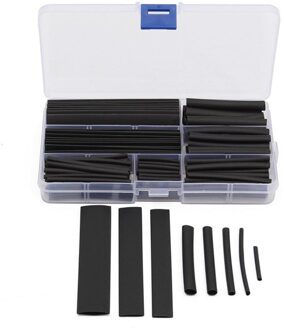 150 Pcs Black Krimpkous 2:1 Zwarte Buis Auto Kabelhuls Assortiment Wrap Wire Kit Met Polyolefine Bad
